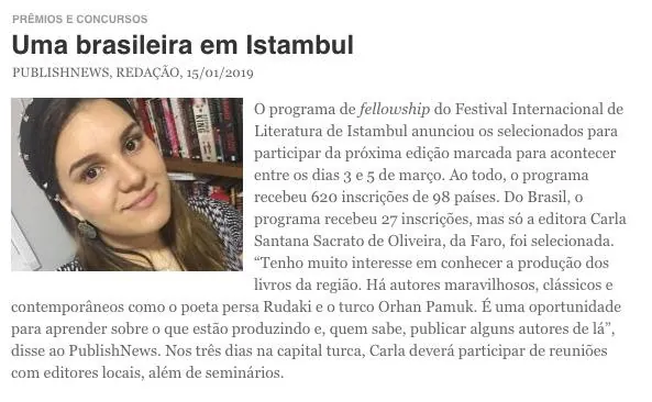 Participação no Istambul Fellowship 2020